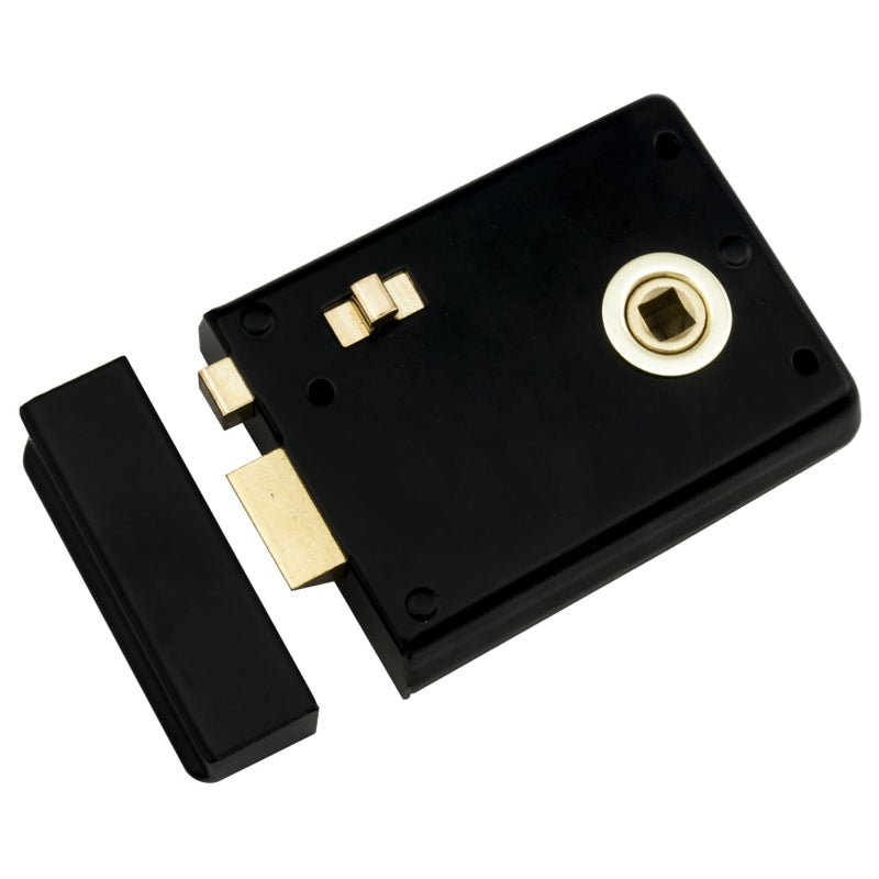 4X3" DUAL HANDED RIM LATCH C/W SNIB - BLACK JAPANNED - EACH