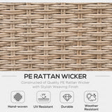 Outsunny 4 Pieces Rattan Garden Furniture Set, Garden Corner Sofa with Side Trays, Wicker Conservatory Furniture Set with Loveseats, Slatted Plastic Top Coffee Table and Cushions, Beige