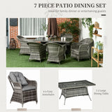 Outsunny Seven-Piece Rattan Dining Set - Grey