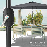 Outsunny Garden Parasol, Parasol Umbrella with Crank Handle, Tilt Function, Polyester Canopy, Dark Grey