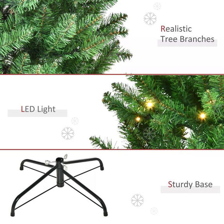 HOMCOM 4FT Christmas Tree Warm White LED Light Holiday Home Decoration, Green