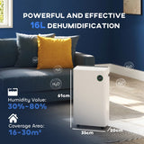 HOMCOM 5500mL Portable Dehumidifier with Air Purifier, UVC, Ioniser, 24H Timer, 5 Modes, 16L/Day, for Home Laundry, White