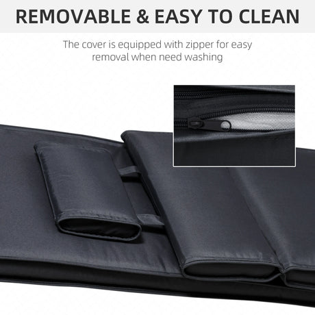 Outsunny Garden Sun Lounger Cushion Replacement Soft Sunbed Reclining Chair Relaxer Pad with Pillow, Cushion ONLY - Black