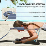 Outsunny Foldable Sun Lounger, Beach Chaise Lounge with Reading Hole, Arm Slots, 5-Position Adjustable Backrest, Side Pocket, Pillow for Garden, Beach, Pool, Grey