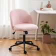 HOMCOM Teddy Fleece Office Chair with Wheels - Light Pink