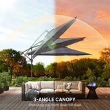 Outsunny 3 m Overhanging Cantilever Parasol, with Cross Base - Grey