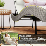 Outsunny Rattan Sun Lounger, Garden Recliner with 5 Position Adjustable Back, S Shaped Texteline Seat, Headrest, Cream White