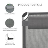 Outsunny Foldable Outdoor Sun Loungers Set of 2, Reclining Lounge Chair Camping Bed Cot with Pillow 4-Level Adjustable Back Aluminium Frame, Grey