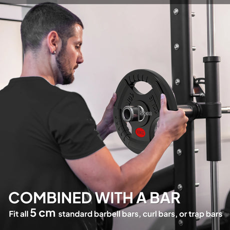 SPORTNOW Olympic Weight Plates, 2"/5cm Weight Disc Pair with Tri-Grips, 2 x 10kg Dumbbell Plates for Weightlifting and Strength Training Home Gym Fitness Workout, Black