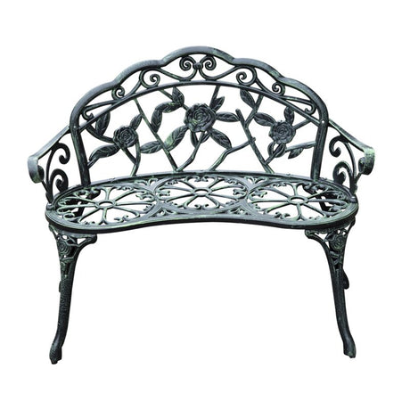 Outsunny Cast Aluminum Garden Bench-Antique Green