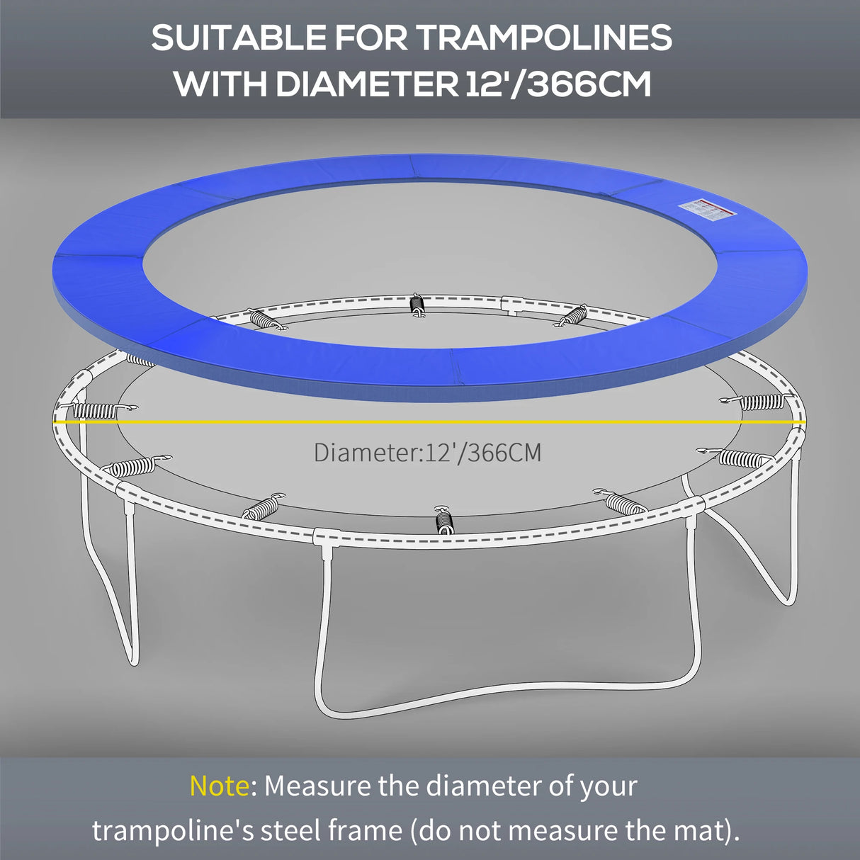 HOMCOM 12ft Trampoline Pad 366cm Trampoline Accessories Surround Pad Thick Foam Pads Padding Replacement Spare- Blue