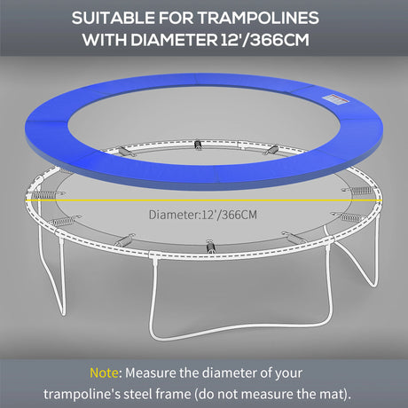 HOMCOM 12ft Trampoline Pad 366cm Trampoline Accessories Surround Pad Thick Foam Pads Padding Replacement Spare- Blue