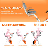 HOMCOM 2-in-1 Folding Exercise Bike with 8-Level Magnetic Resistance, Arm Resistance Band, Pulse Sensor, Orange