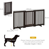 PawHut Freestanding Dog Gate, Foldable Pet Fence, Indoor Barrier, Stair Gate with Support Feet, 155 x 76 cm, Brown