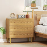 HOMCOM Dresser for Bedroom 3 Drawer Chest of Drawers with Steel Frame for Living Room in Oak