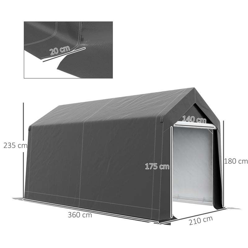 Outsunny 3.6 x 2.1m Portable Outdoor Shed, with Window - Dark Grey