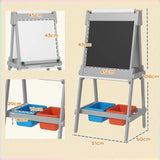 AIYAPLAY Art Easel for Kids with Paper Roll, Double-Sided Painting Easel with Chalkboard, Whiteboard