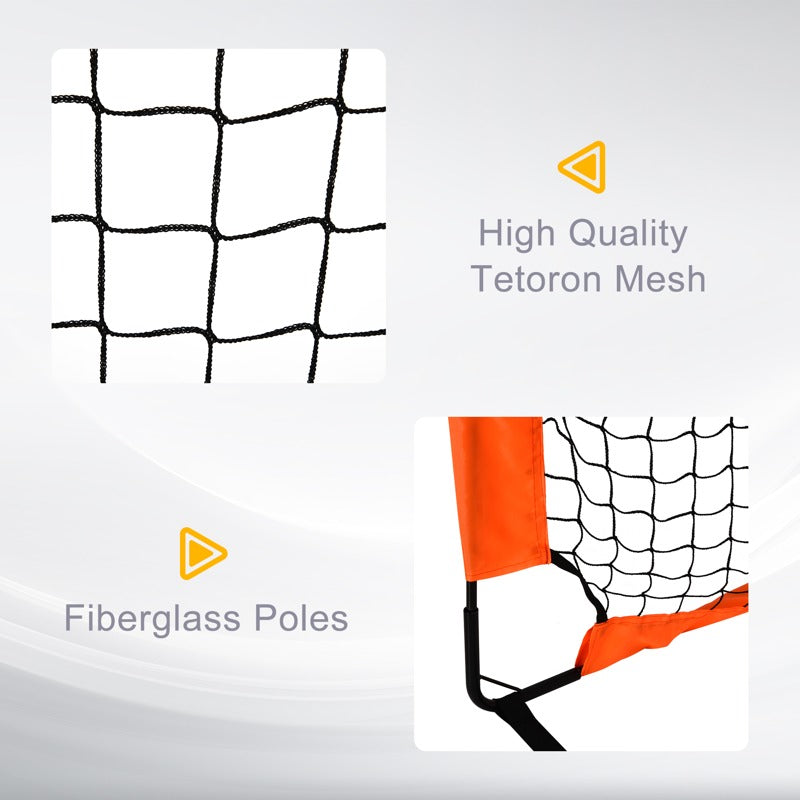 HOMCOM Set of 2 Football Goal Net 6 x 3 ft Foldable Outdoor Sport Training Teens Adults Football with Carrying Bag Orange