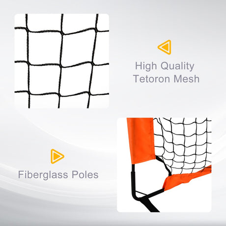 HOMCOM Set of 2 Football Goal Net 6 x 3 ft Foldable Outdoor Sport Training Teens Adults Football with Carrying Bag Orange