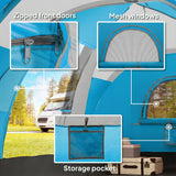 Outsunny 5-6 Man Camping Tent, Tunnel Tent, Water Resistant Hiking Shelter with Groundsheet and Carry Bag, Light Blue