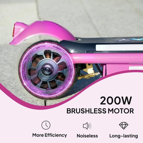 AIYAPLAY Electric Scooter for Kids Aged 6-14 Years, with Colourful Lights, Purple