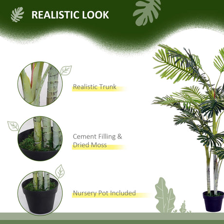 Outsunny 2 Ball Topiary Tree in Pot for Home Decor, Artificial Plant for Home Office, Living Room Decor, Dark Green