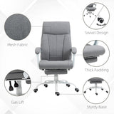 Vinsetto Office Chair, Ergonomic Desk Chair, Fabric Work Study Chair with 155 Reclining Back and Footrest, Adjustable Height and Swivel Wheels, Grey