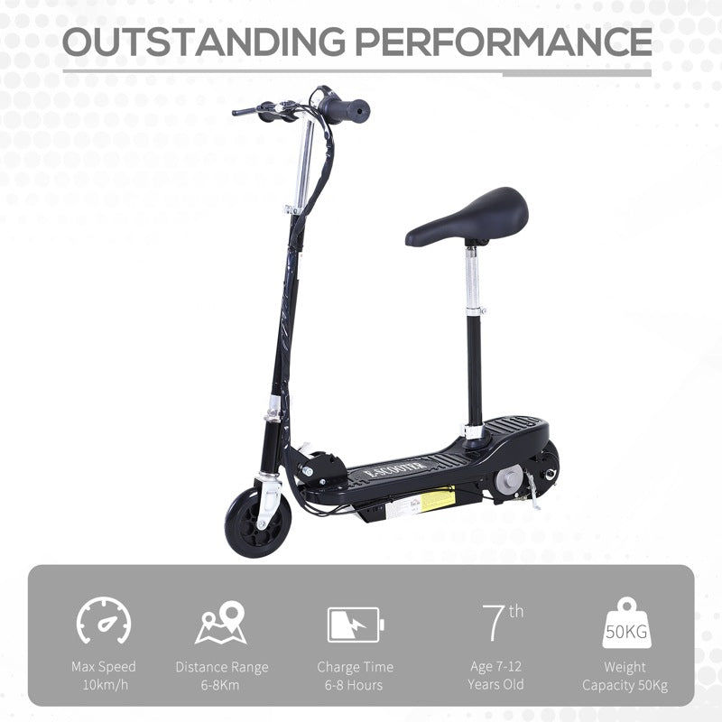 HOMCOM Outdoor Ride On Powered Scooter 120W Motor Bike 2 x 12V Battery - Black
