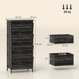 HOMCOM Chest of Five Fabric Drawers - Black