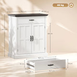 HOMCOM Farmhouse Sideboard with 3 cm Thick Top 2 Barn Doors - White