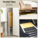 HOMCOM Compact Folding Desk for Small Spaces, Foldable Computer Desk with Storage Shelf for Home Office, 2-Tier Study Writing Table, 86 x 66 x 82 cm, Maple Wood-effect