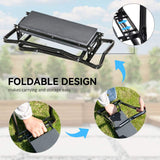 Outsunny 2 in 1 Garden Kneeler Seat, Kneeling Pad Support Bench, Foldable Knee Protector with Tool Bag, Grey