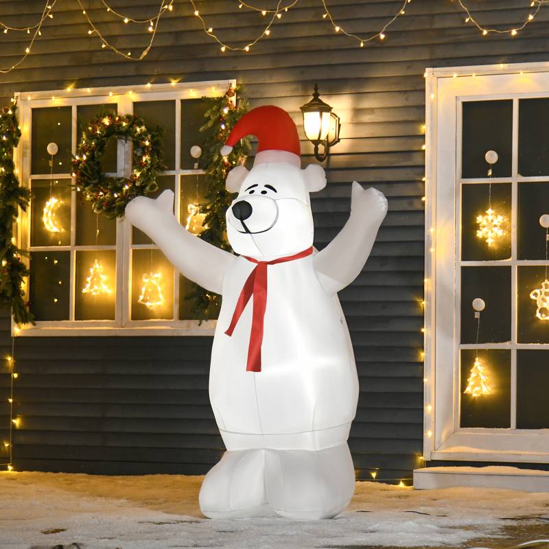 HOMCOM 6ft Tall Outdoor Inflatable Bear Airblown Projection Holiday Christmas Lawn Décor