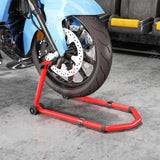 HOMCOM Motorcycle Stand, Front/Rear Paddock Stand, with 390 kg Weight Capacity, Red