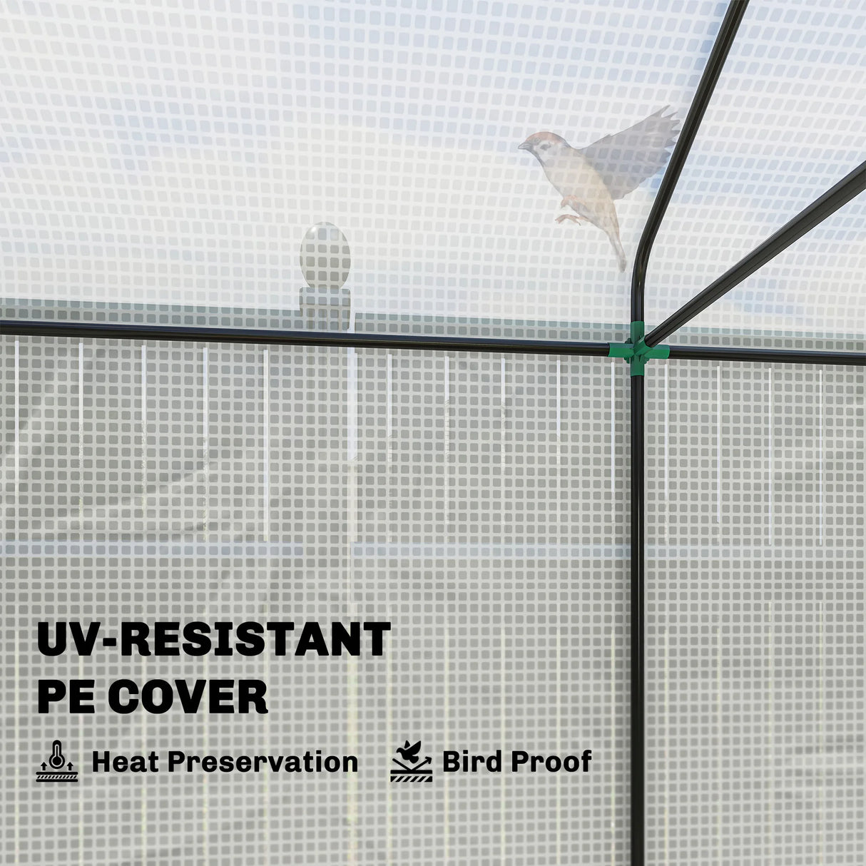 Outsunny Walk-in Greenhouse, Outdoor Tomato Greenhouse with Roll-up Door and Mesh Windows, PE Cover, 200 x 140 x 200cm, White