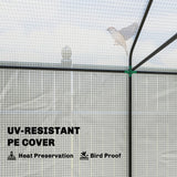 Outsunny Walk-in Greenhouse, Outdoor Tomato Greenhouse with Roll-up Door and Mesh Windows, PE Cover, 200 x 140 x 200cm, White