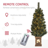 HOMCOM 4ft Artificial Christmas Tree with 80 Warm White LED Lights, 8 Modes and Remote, Realistic Xmas Tree with Square Stand for Party Decoration, Green