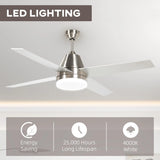 HOMCOM Ceiling Fan with LED Light, Flush Mount Ceiling Fan Lights with Reversible Blades, Remote, Silver and Black
