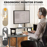 HOMCOM 168cm Reversible L Shaped Desk, Industrial Corner Computer Desk with Adjustable Shelf and Storage Bag, 240cm 2 Person PC Table with Monitor Stand, Black