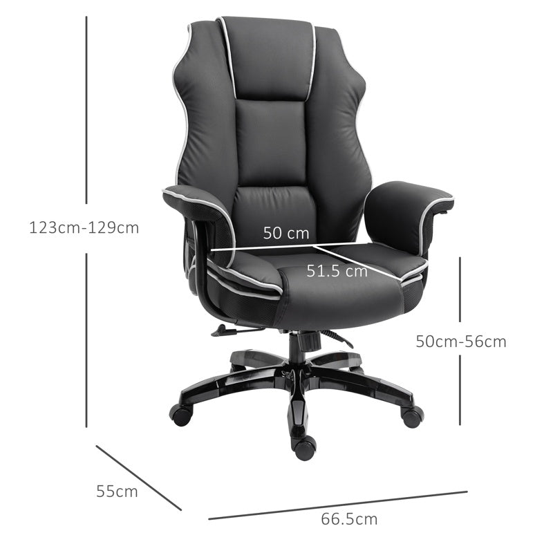 Vinsetto Executive Office Chair, PU Leather High Back Desk Chair with Height Adjustable, Reclining Swivel Computer Chair for Home, Black