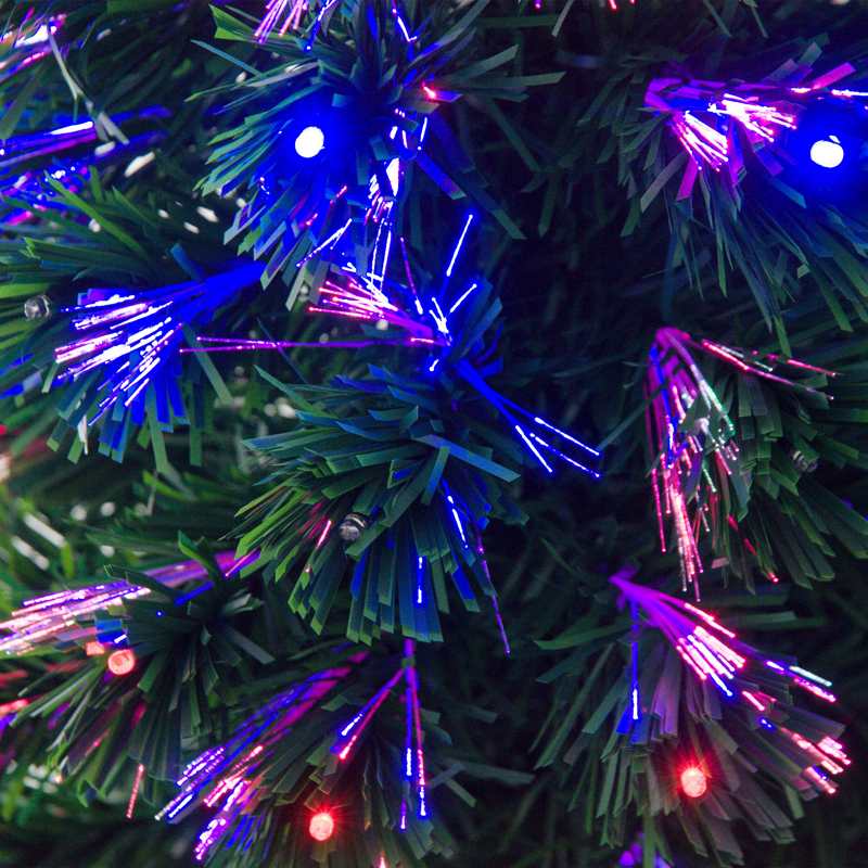 HOMCOM 4 Feet Prelit Artificial Christmas Tree with Multi-Coloured Fiber Optic LED Light, Holiday Home Xmas Decoration, Green