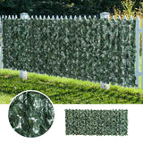 Outsunny 1-Piece Artificial Leaf Hedge Screen Privacy Fence Panel for Garden Outdoor Indoor Decor, Dark Green, 2.4M x 1M