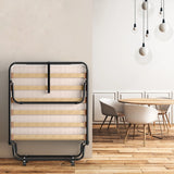 Rollaway Folding Bed with Memory Foam Mattress Guest Bed with Wheels-Beige
