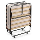 Rollaway Folding Bed with Memory Foam Mattress Guest Bed with Wheels-Beige