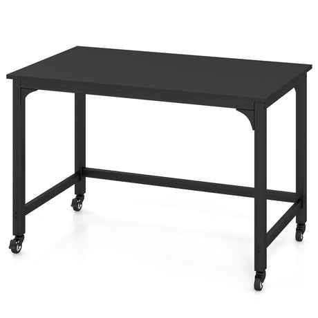 Rolling Computer Desk with Lockable Casters for Home Office - Black