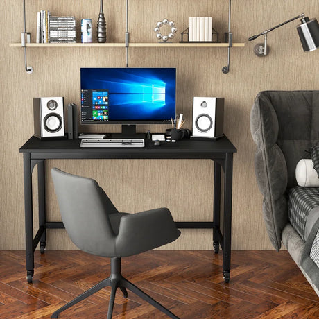 Rolling Computer Desk with Lockable Casters for Home Office - Black