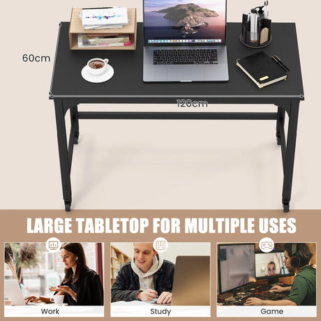 Rolling Computer Desk with Lockable Casters for Home Office - Black