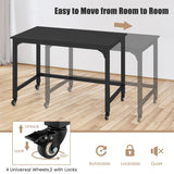 Rolling Computer Desk with Lockable Casters for Home Office - Black