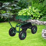 Extendable Handle Garden Cart Rolling Wagon Scooter