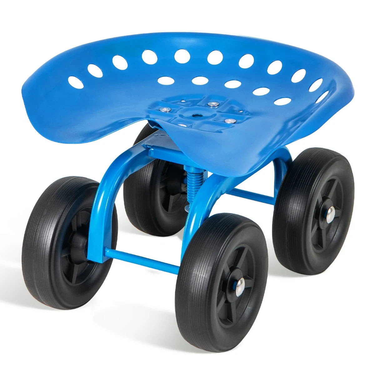 Garden Cart with Height Adjustable and Swivel Seat-Blue